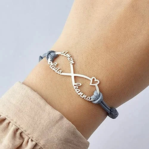 Bracelet Maman Avec Noms D'Enfants, Bracelet Infini Avec Noms, Bijou Pour Maman