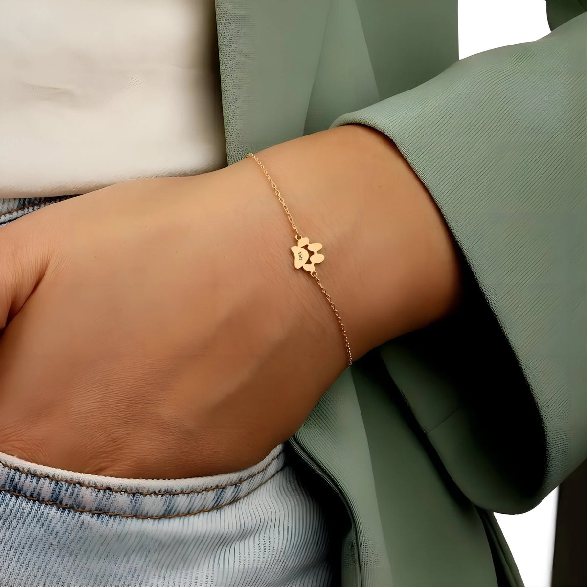 Personalisiertes Pfotenarmband aus Edelstahl, Unisex – Modell Tinou — Foto 5