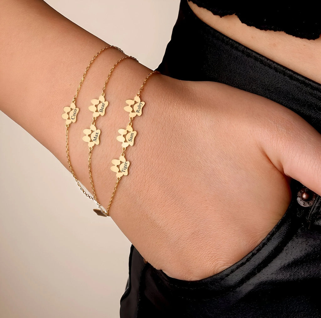 Personalisiertes Pfotenarmband aus Edelstahl, Unisex – Modell Tinou — Foto 8